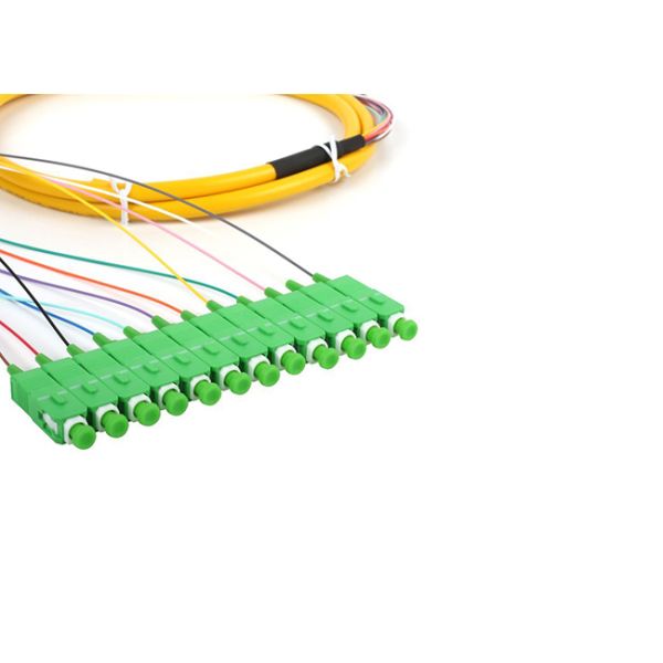 Customized SCAPC Tight Buffered Fiber Optic Pigtail Cables In Green Yellow