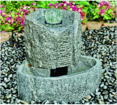 Artistic Cast Stone Garden Fountains Polished Surface With Three Crystal Glass Balls