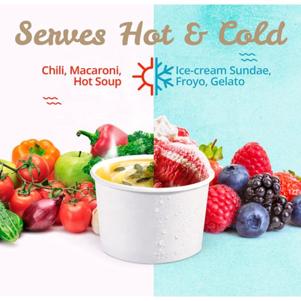 Biodegradable устранимая подгонянная крепкая плошка для супа белой бумаги для холодной горячей еды