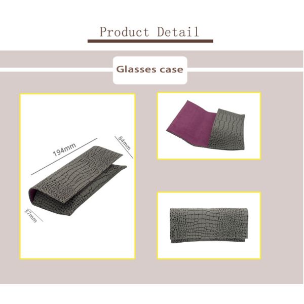 Crocodile Grain Magnetic Leather Sunglasses Pouch