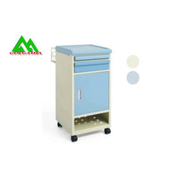 Steel Bedside Tables Hospital Ward Equipment , Bedside Cabinet On Wheels