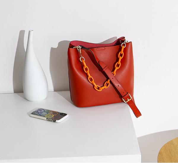 Large Capacity Women'S Bag Fashion Chain PU Shoulder Bag Texture Messenger Bucket Bag