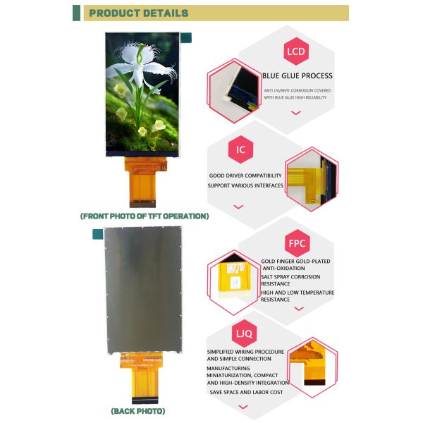 3.97 Inch TFT LCD Screen Full View RGB 480 * 800  8BIT/16BIT MCU Interface