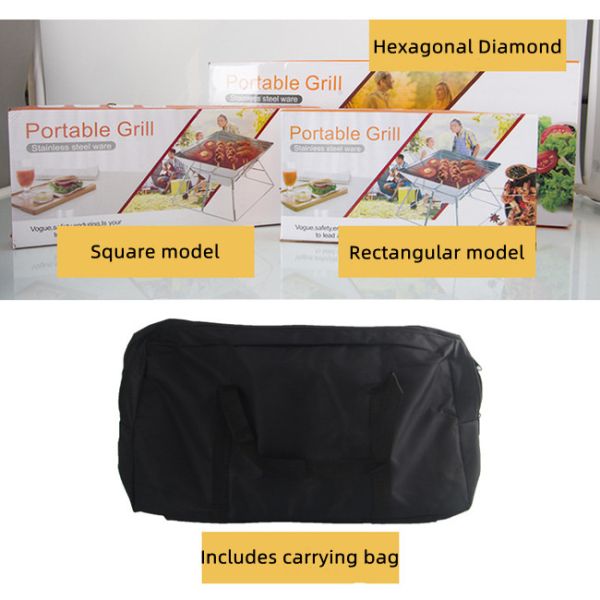 Polished Foldable Camping Grill Square Rectangular Hexagonal Stainless Steel Grill
