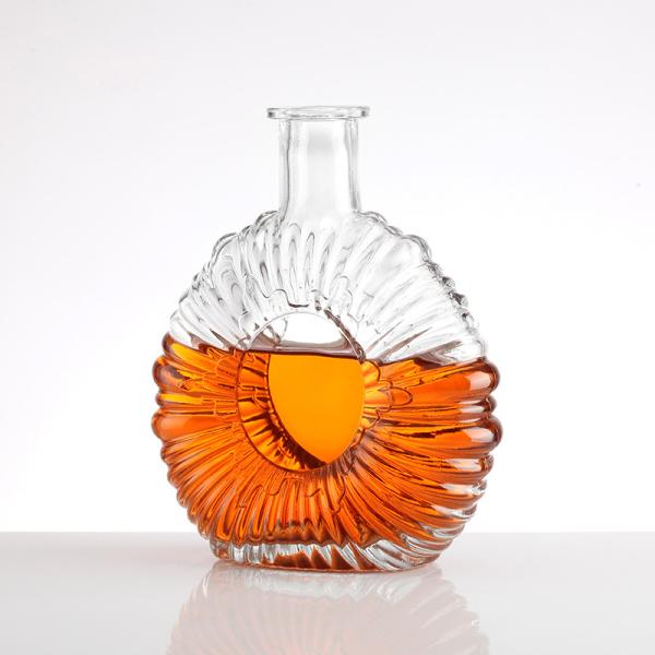 Estampagem a quente Garrafa de whisky de vidro de luxo com material de colarinho de plástico de alumínio PP