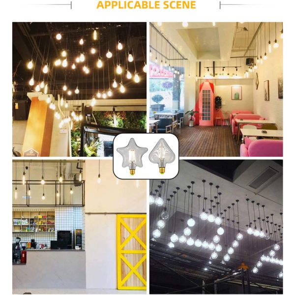 Шарики 220V 2W 4W СИД ретро Edison пятиконечной звезды S135 E27 привели шарик нити