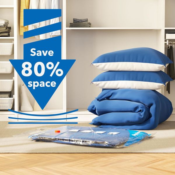 8 PACK VACUUM STORAGE BAGS WITH ELECTRIC AIR PUMP，2 JUMBO,2 LARGE,2 MIDIUM,2 SMALL BAGS