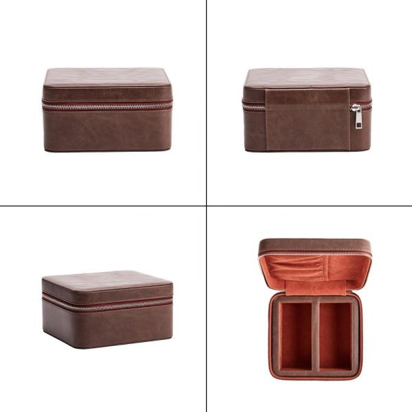 Personalized Logo Zippered Leather Eyeglass Holder Daily Use Reusable Waterproof