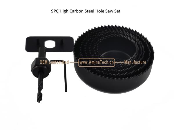 9PC High Carbon Steel Hole Saw Set