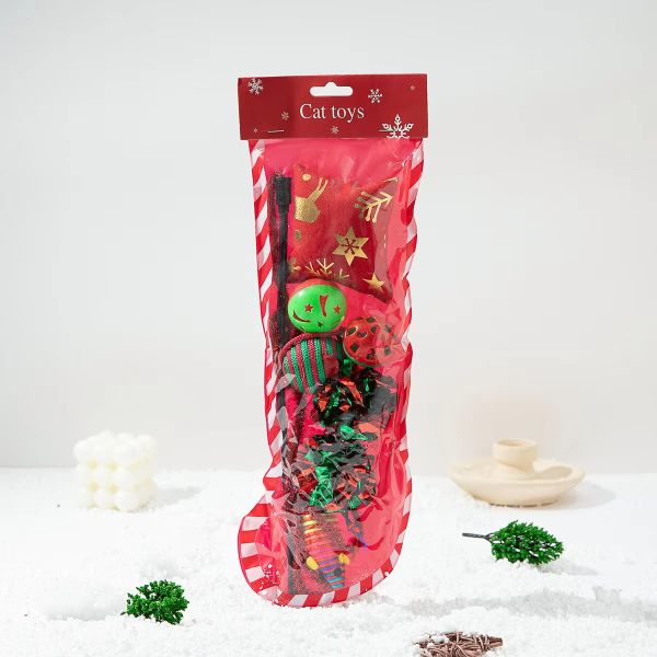 Plastic Pet Toys 10 Pack Cat Toy Sets Sustainable Christmas Stockings