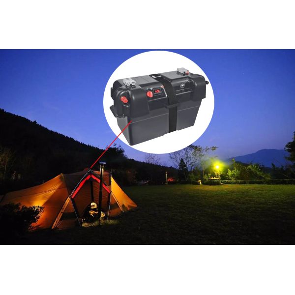 На открытом воздухе пластиковый водоустойчивый батарейный шкаф 100A 12V, батарейный шкаф приключения располагаясь лагерем