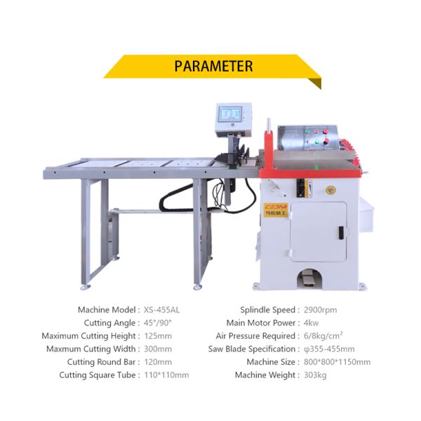 China Factory's High Precision 455AL Semi-Automatic CNC Aluminum Cutting Machine Manual Automation Engine As Core Component