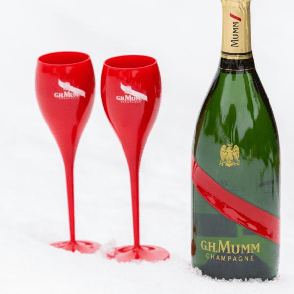Unbreakable Acrylic G.H. Mumm Champagne Glasses Red Plastic Tulip Champagne Flutes