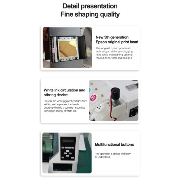 KECAI Automatic A3 White Ink Circulation 30cm Double Printhead XP600 T-shirt Pet Film Impressora DTF Printer With CE