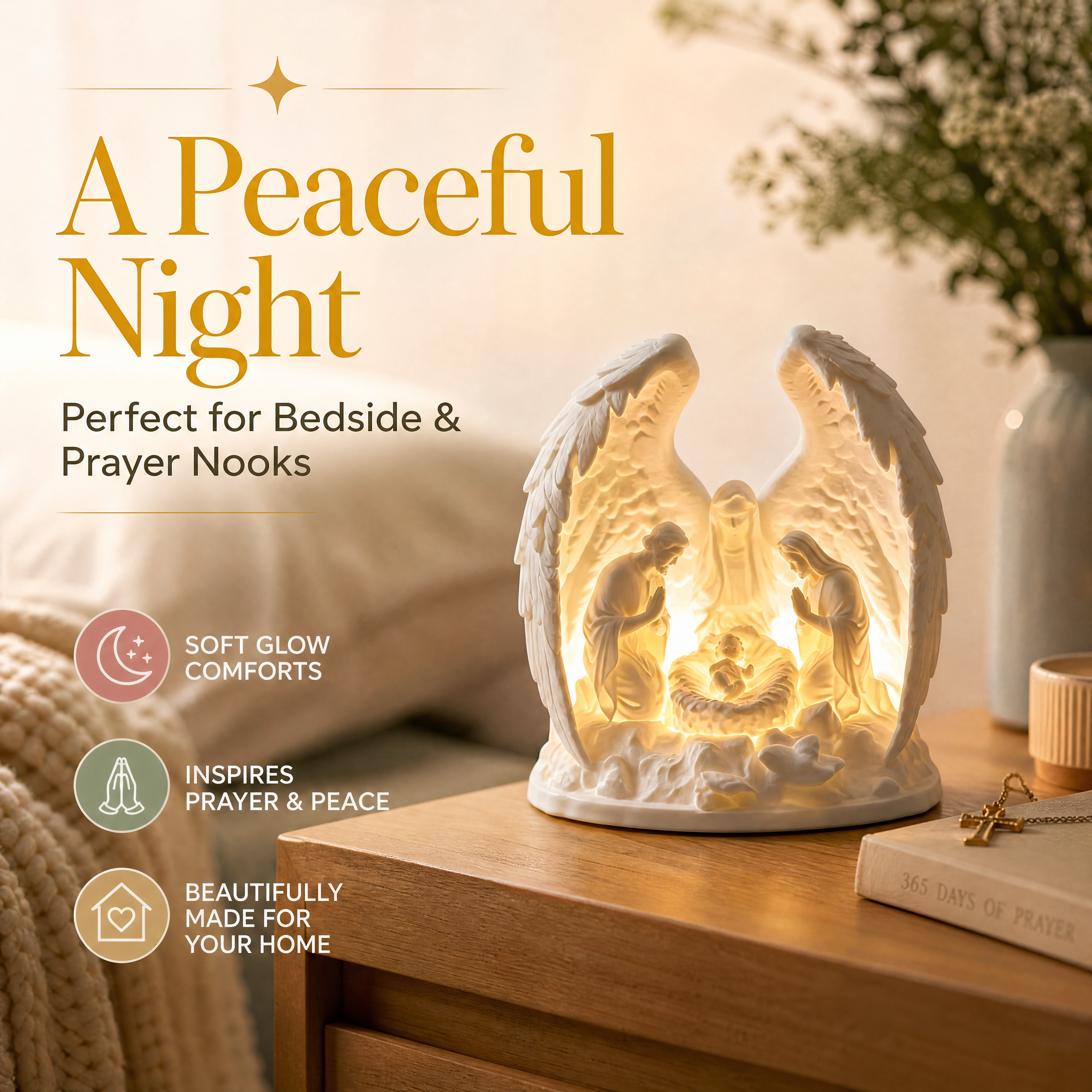 Angel Wing 3D Printed Holiday Decoration Holy Nativity Scene Christmas Tabletop Ornament