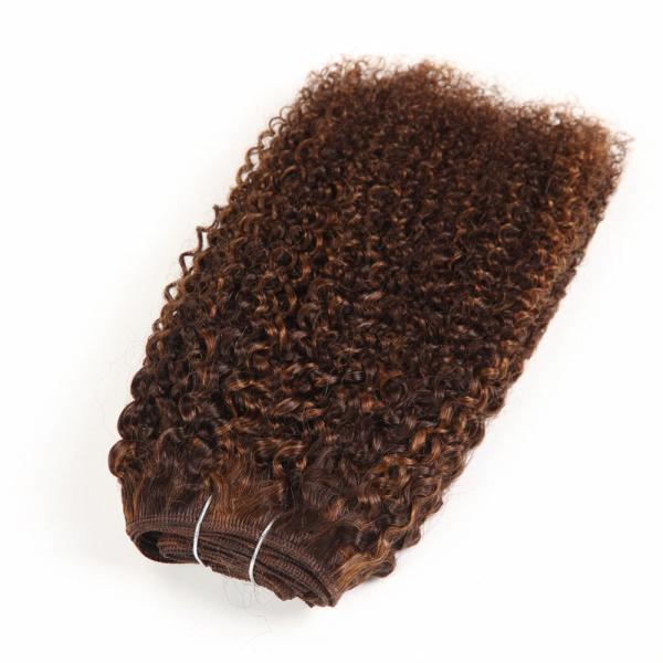 Pre-Colored Mixed Brown Human Hair Brazilian Hair Weave Afro Kinky Wave  Hair Extensions P4/30