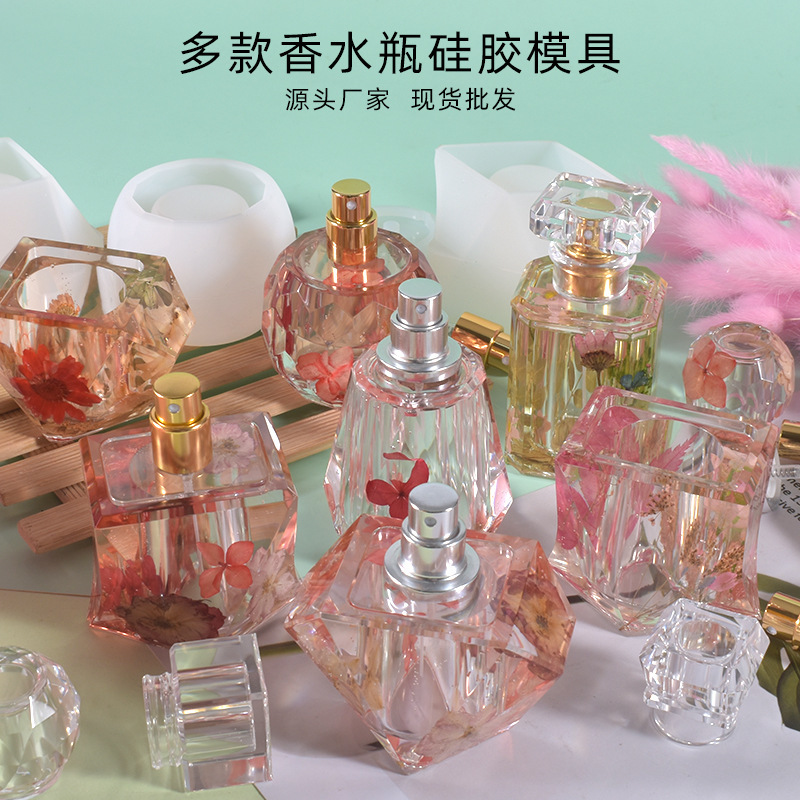 Diy Crystal Glue Drop Small Perfume Bottle Mold Cut Diamond Perfume Spray Bottle Storage Silicone Mold