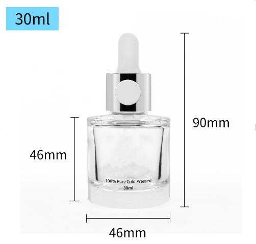 Бутылки стекла эфирного масла бутылки 30ml капельницы роскошной кнопки верхние стеклянные с капельницей