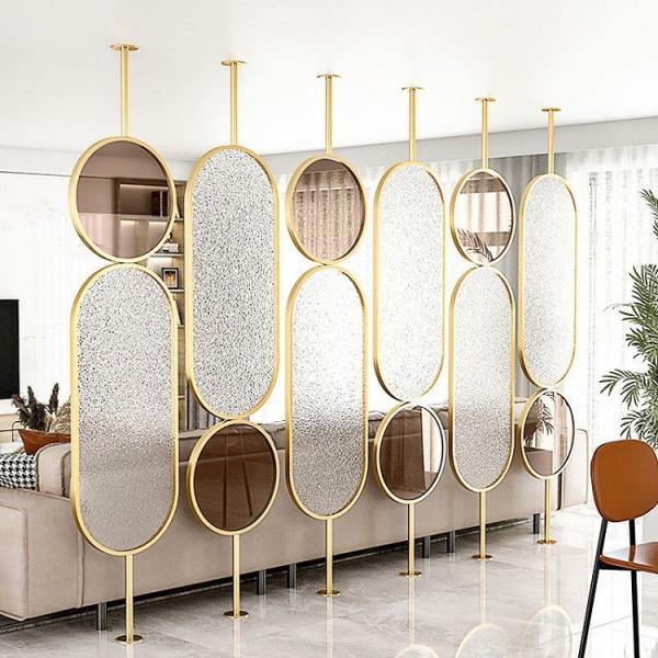 Stainless Steel Metal Room Divider Glass Partition Between Hall And Dining