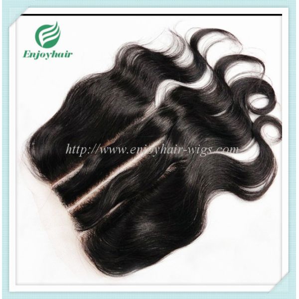 Lace top closure 5''x5''brazilian virgin hair natural color body wave 10''-24''L three way