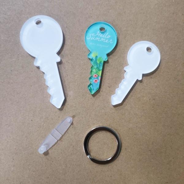 Sublimation Blank Key Shape Acrylic Keychain For Sublimation Heat Transfer Printing
