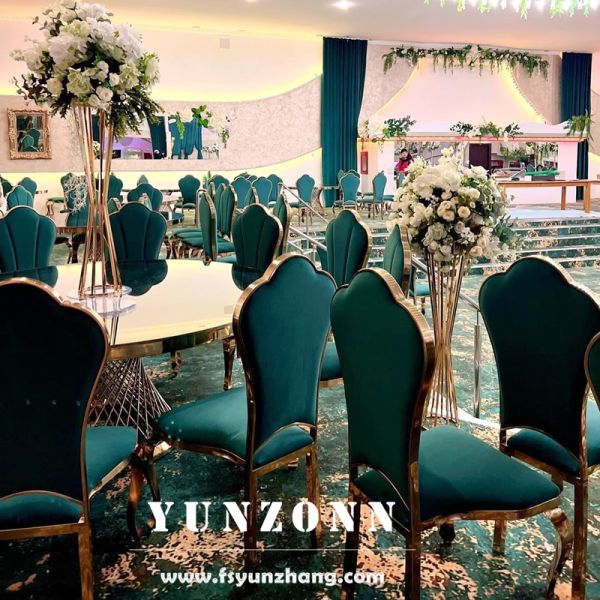 Best Selling Golden Stainless Steel Wedding Chairs Cheap Plum Blossom Hotel Banquet Chair for Outdoor Dining Hall Events