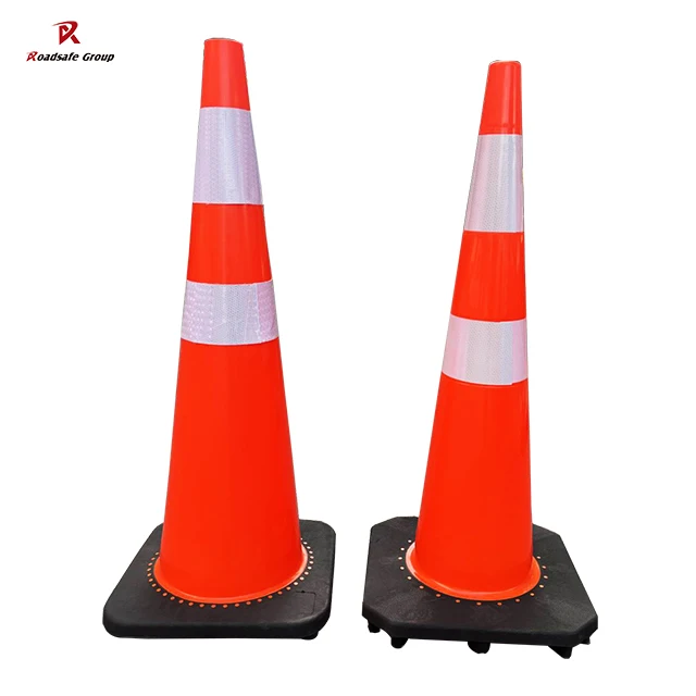 36 Inch Orange Traffic Cone with Reflective Tape for Parking and Road Safety