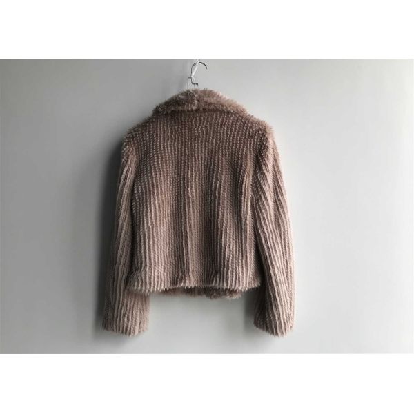 Mauve Ladies Faux Fur Coats Women ' S Long Furry Lapel Chic Winter Coats