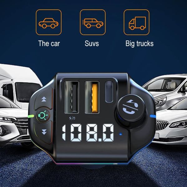 Bluetooth 5.0 12W Car FM Transmitter Hands Free Car Mp3 Player Transmitter
