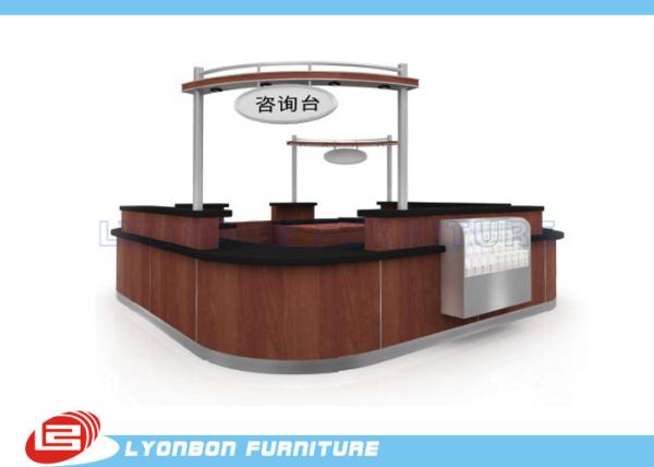 Shopping Mall MDF Reclaimed Wood Reception Desk / Laminated Melamine Finished