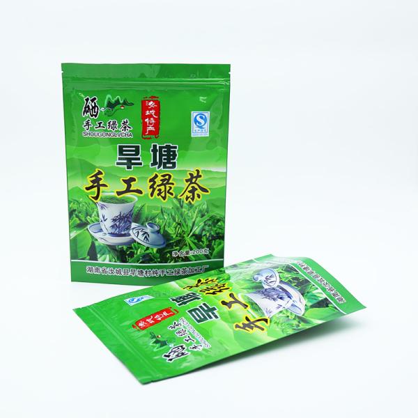 Eco-Friendly Stand Up Bags For Tea Packaging With Aluminum Foil Liner And Resealable Zipper Bulk Orders Discounts.