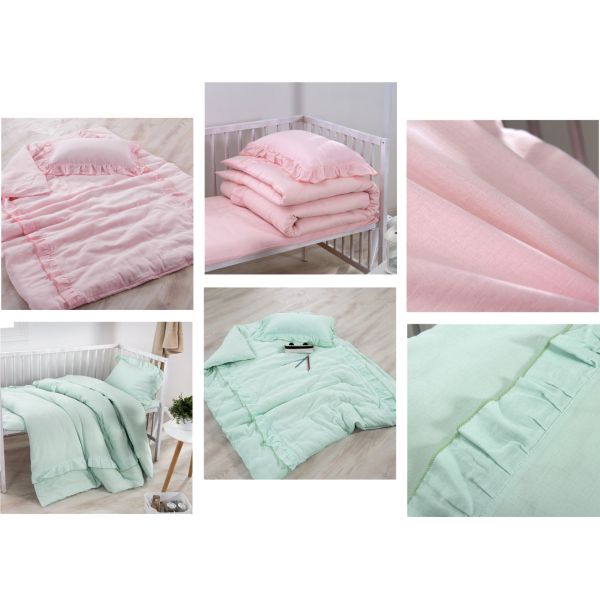 Size Adjustable 5 Pcs Modern Crib Bedding Sets Double Gauze / Cotton Ruched