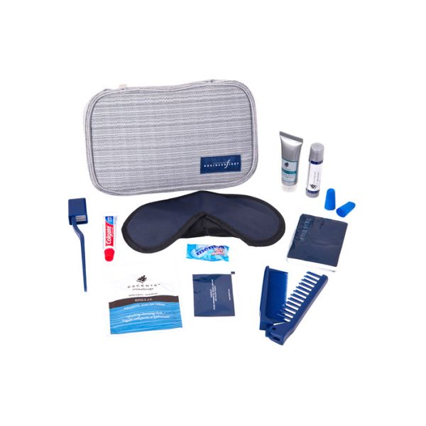 Foldable Zipper Pouch Airline Amenity Kits For Business Trip Air Travel Set