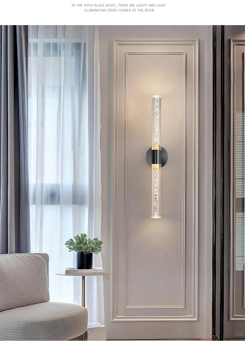 Luxury Wall Lamp Bedside Background Lamp Home Decoration Modern Led strip Crystal mirror headlights(WH-MR-84)