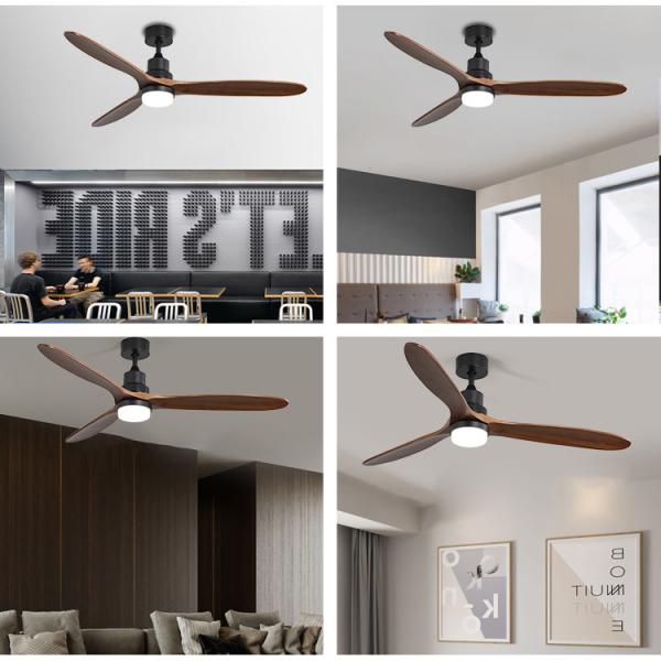 Indoor Remote Control 1500LM Solid Wood Ceiling Fan Light 120V 3000-5000K