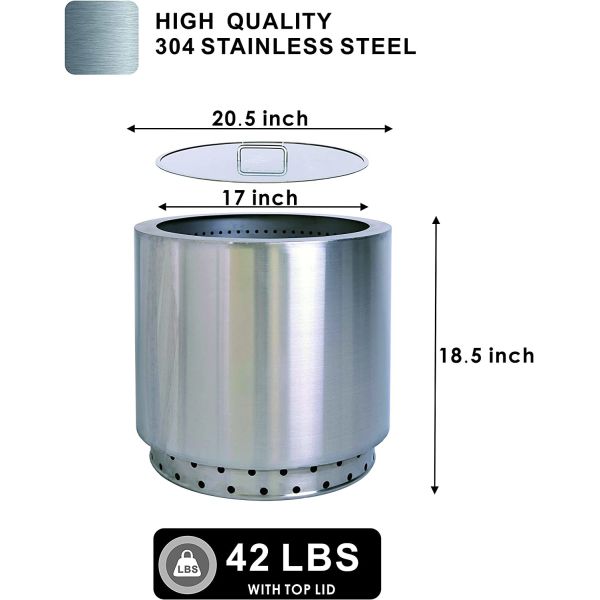Stainless Steel Natural Wood Burning Portable Smokeless Fire Pit For BBQ