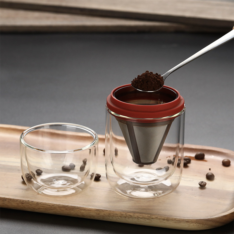 Размер все кофейной чашки портативного перемещения стеклянный небольшой в наборах одного чая кофеварки