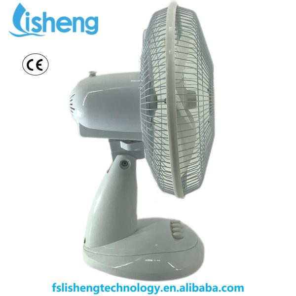 Rechargeable Table Top Fan White 12 Inch 12V Digital Plastic Ce Household Air Cooling Fan Free Spare Parts 3 PP Blades 2pcs/ Box