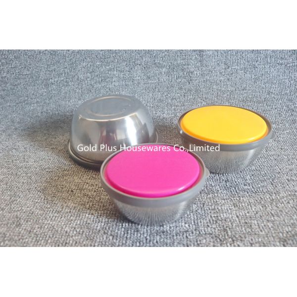 Heat Insulated Beat Eggs Stainless Steel Bowl With Cover 12cm 14cm 16cm