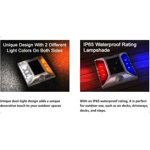 Waterproof Aluminum 6 LED Solar Stud Outdoor Driveway Road Stud Lamp