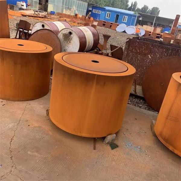 fonte de aço cilíndrica de superfície da tabela de água de Corten da oxidação do jardim de 120cm