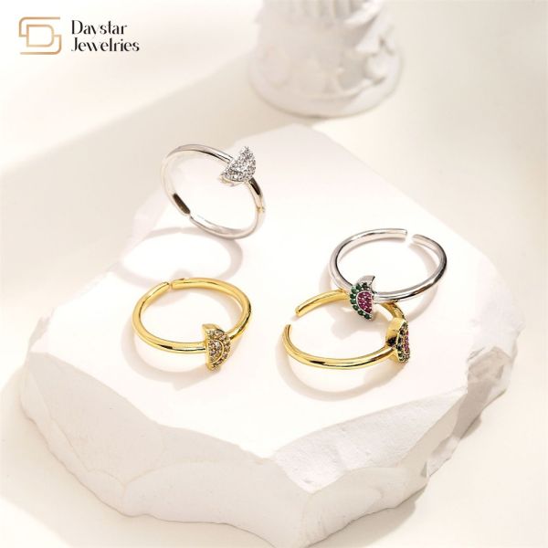 Diamond Zircon Fruit 18K Gold Plated Ring Adjustable Opening Fancy Watermelon