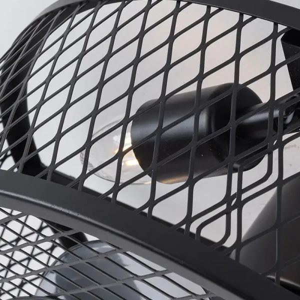 study room Bedroom Fans Light Loft Black iron net Industrial Ceiling Fan Lamp (WH-CLL-78)