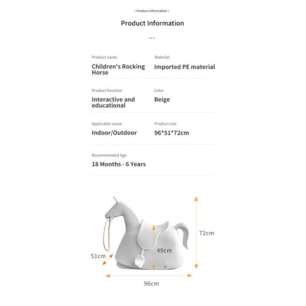 Pull-Along Rocking Horse Toy for Toddlers, 2-in-1 Ride-On & Rocking Horse, Eco-Friendly PE Material, Safe Baby Ride-On Toy for Indoor & Outdoor Play