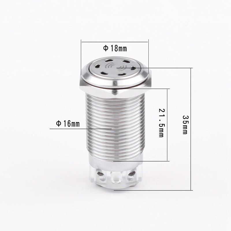 16mm Stainless Steel LED Waterproof Metal Buzzer 12V/24V/5V Screw Terminal Terminal Electronic Structure IP65 24V Max Voltage