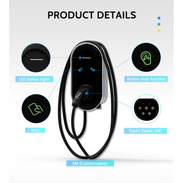 BYD Song Plus EV Car Type 1 настенное зарядное устройство с RFID-началом и стандартом зарядки GB/T