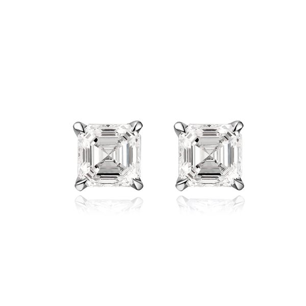 Asscher Shape Classic Design 18k Lab Grown Diamond Earrings Ювелирные изделия Устойчивый стиль Asscher Shape 1ct бриллиантовые серьги