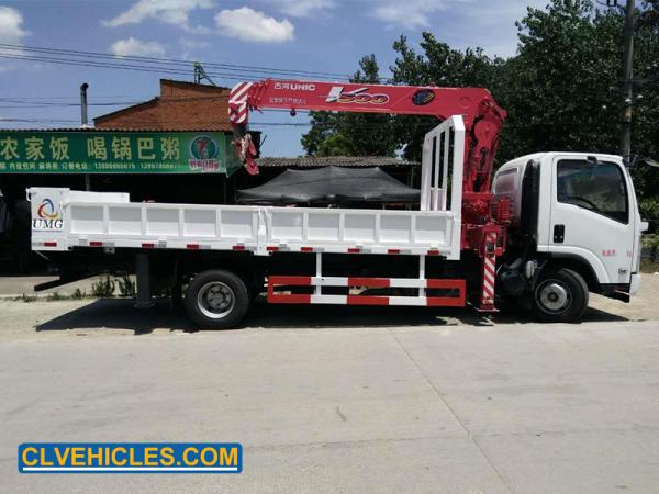 ISUZU 700P ELF Cargo Crane Truck 4X2 190hp Straight Arm 5 ton