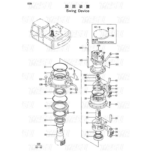 2028037 Excavator Ring Gear Black Planetary Gearbox Parts For HITACHI EX120-2