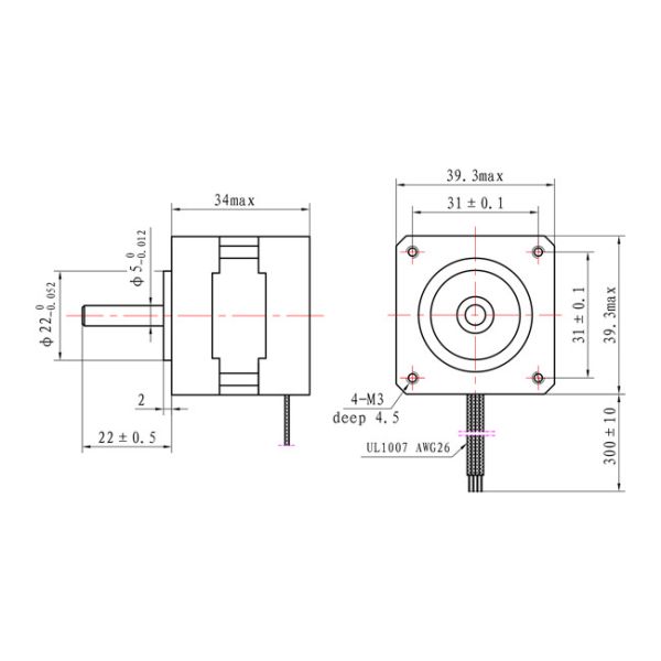 мотор DC Casun шагая мотора 14V гибрида NEMA 16 39*39*34mm